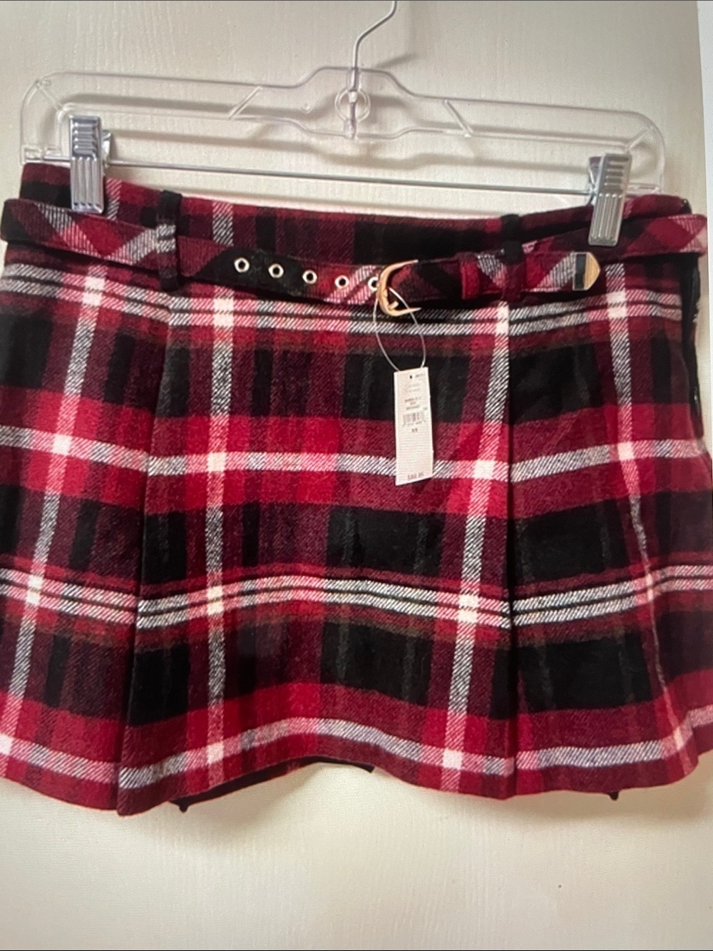 Gap Red Plaid Mini Skirt with Belt